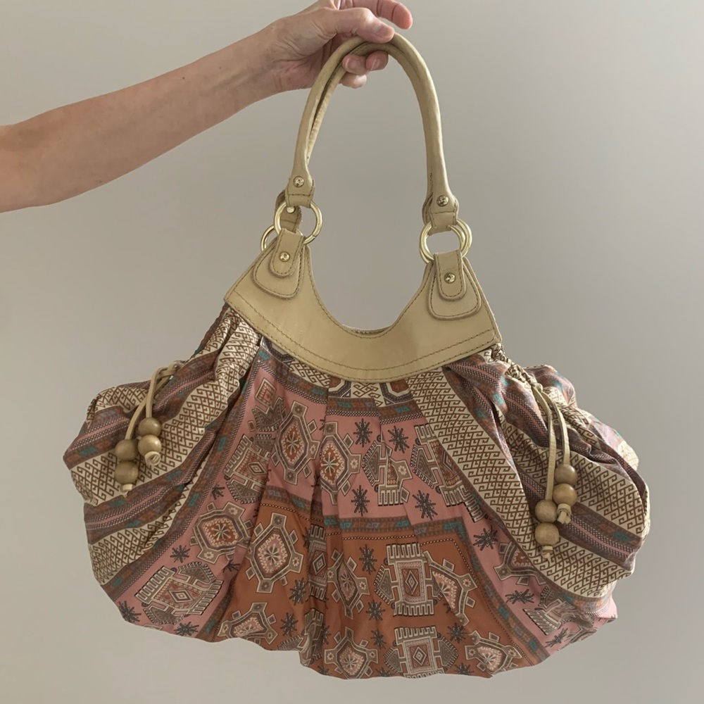 Anthropologie Boho Print Silk Shoulder Bag